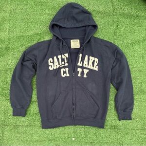 Salt Lake City New York Popular Navy Zip-Up Hoodie